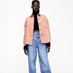Zara pink corduroy shirt jacket
